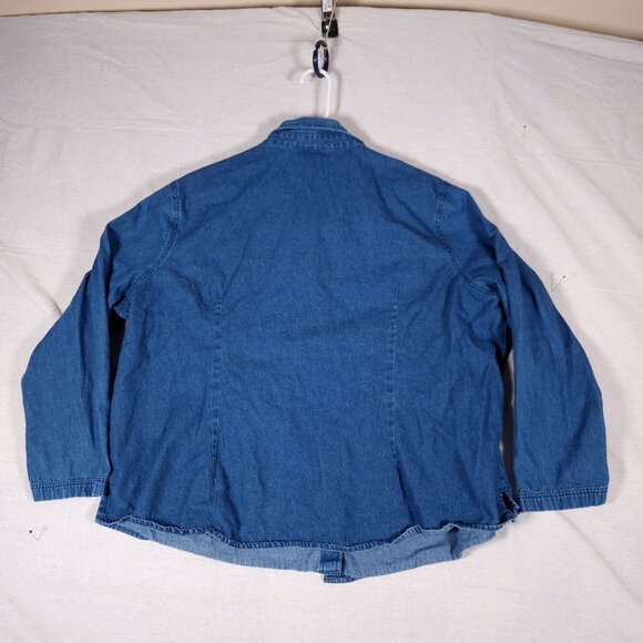 Country Store Floral Embroidered Blue Denim Shirt Womens 2X Long Sleeve Boho - Picture 2 of 16